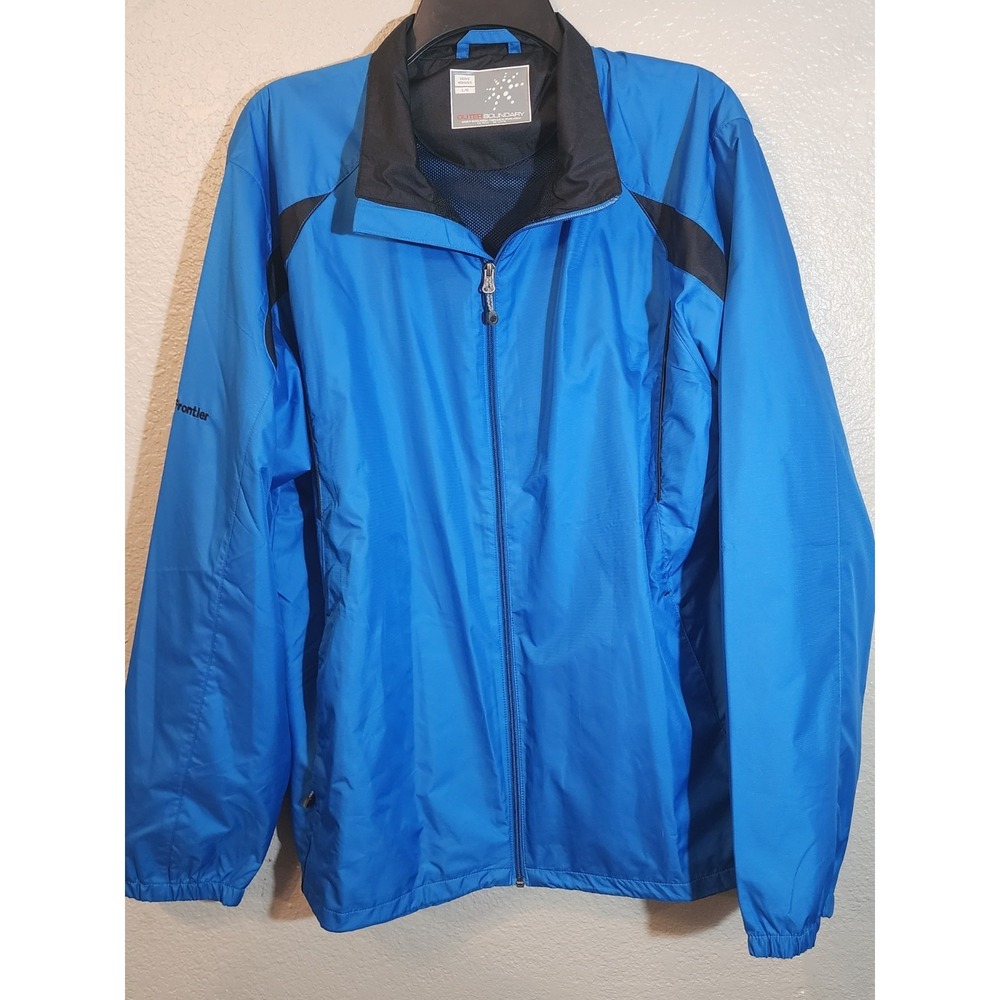 Outer Boundary Men's Windbreaker Rain Jacket, Blue Black, Size‎ Large L, Coat